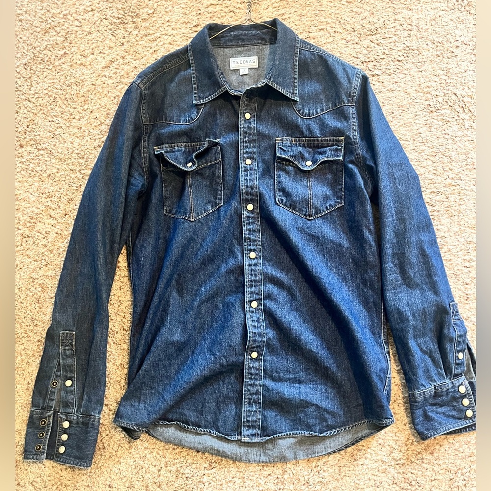 Men’s Tecovas denim Pearl snap western shirt - small